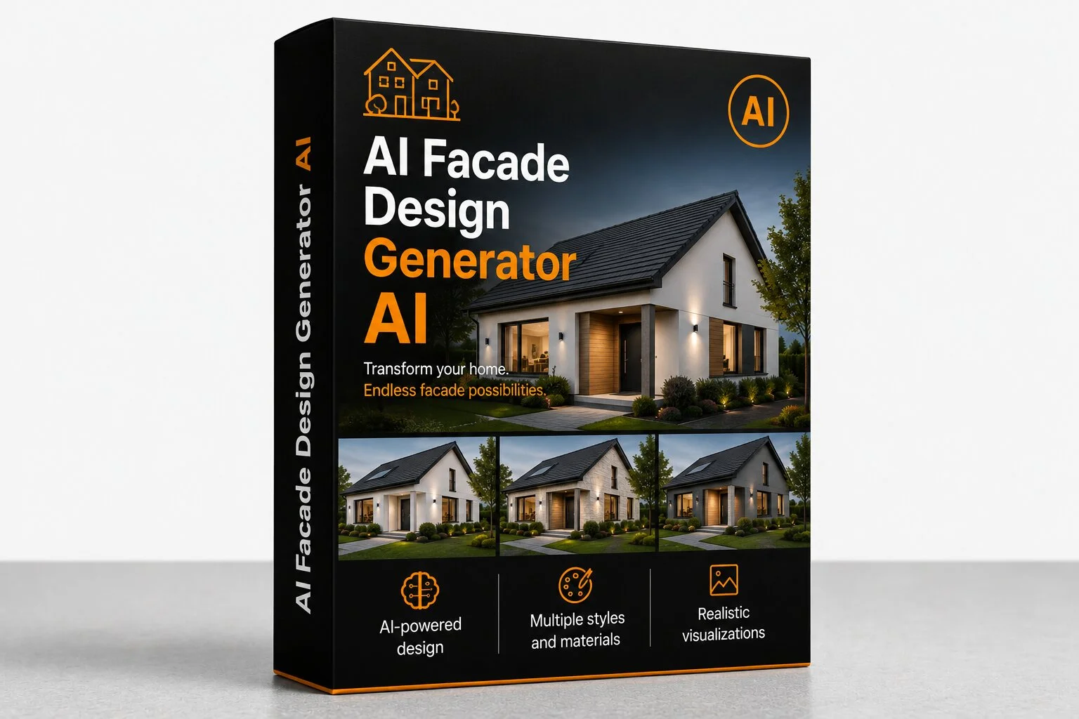 Digital product mockup for AI Facade Design Generator by REND.PRO