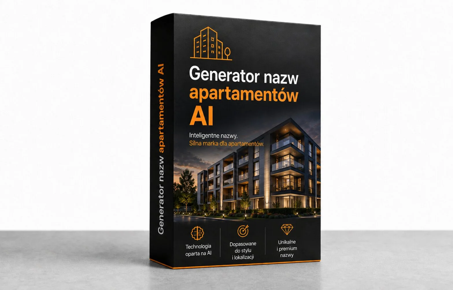 Mockup produktu cyfrowego Generator nazw apartamentów AI REND.PRO