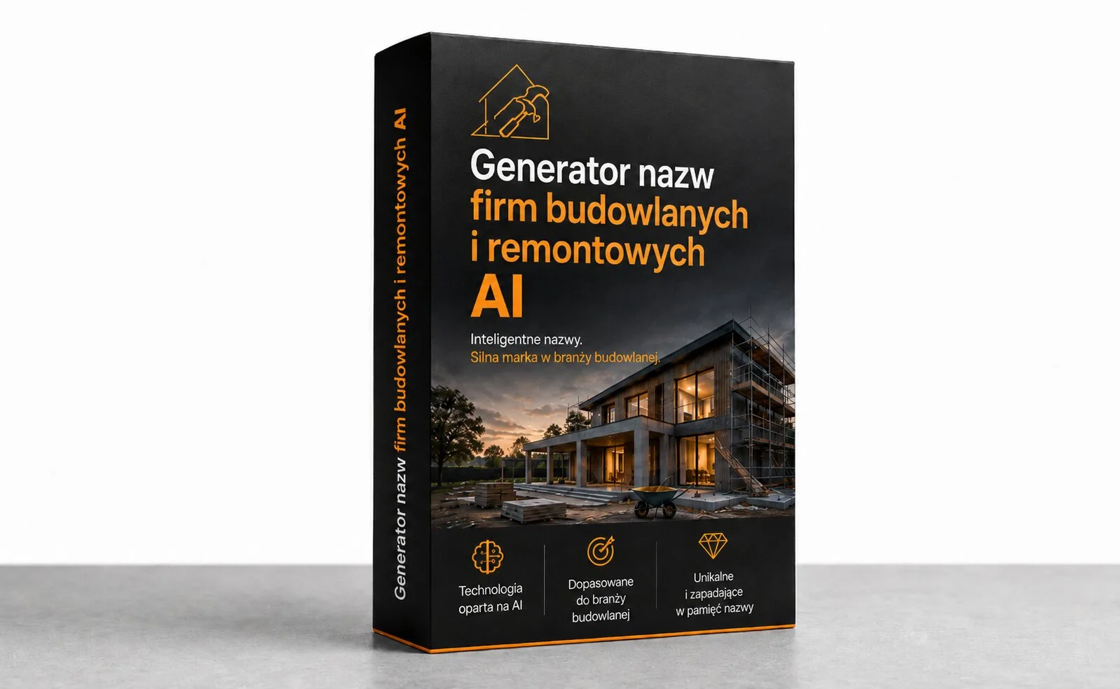 Mockup produktu cyfrowego Generator nazwy firmy budowlanej i remontowej AI REND.PRO