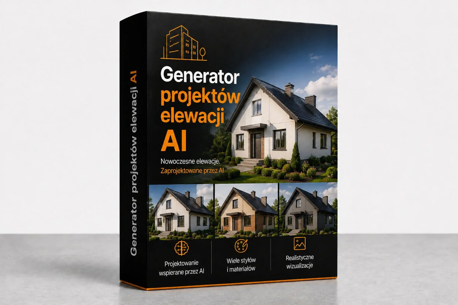 Mockup produktu cyfrowego Generator projektów elewacji AI REND.PRO