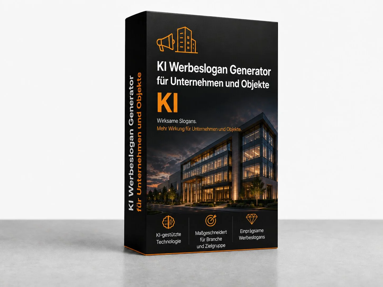 Produkt-Mockup für den KI Werbeslogan Generator für Unternehmen und Objekte von REND.PRO