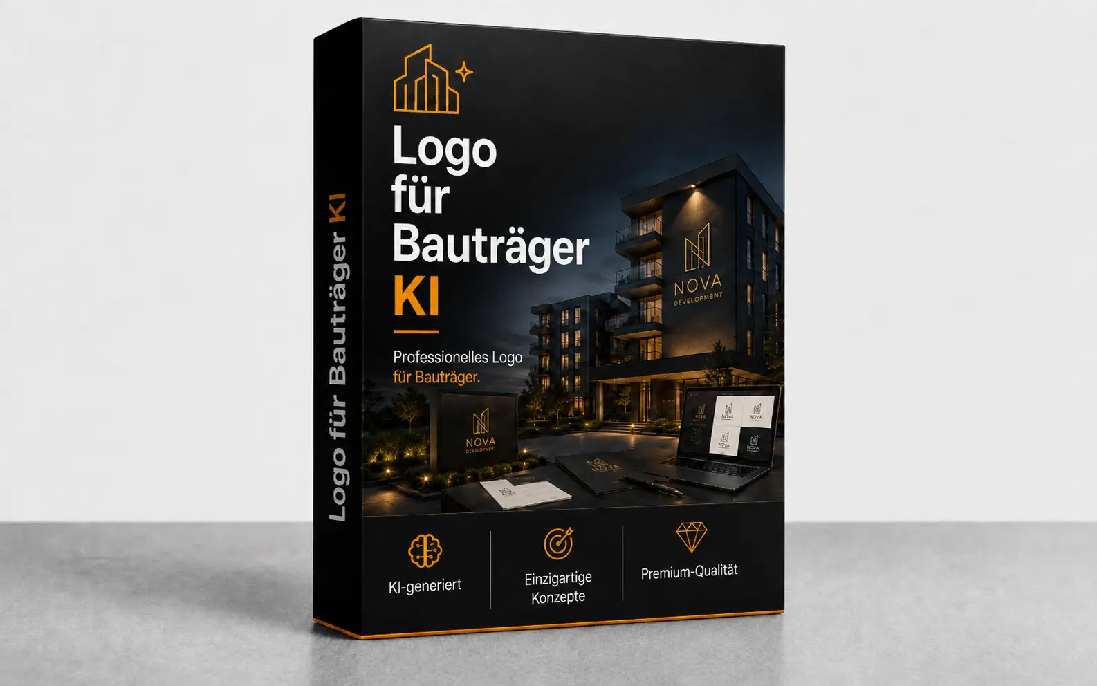 Produkt-Mockup für den KI Generator für Firmenlogos für Bauträger von REND.PRO