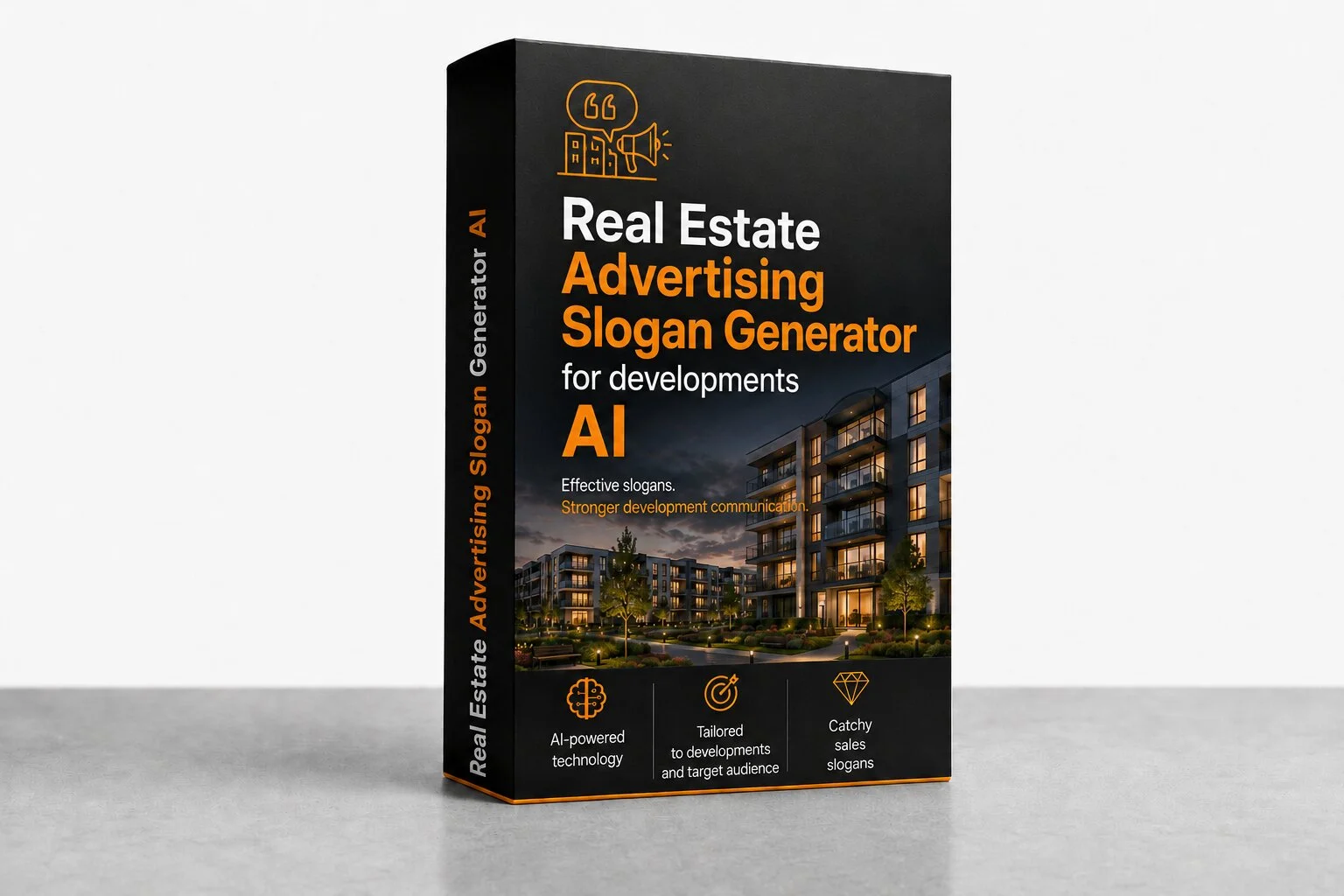 Digital product mockup for Real Estate Advertising Slogan Generator by REND.PRO