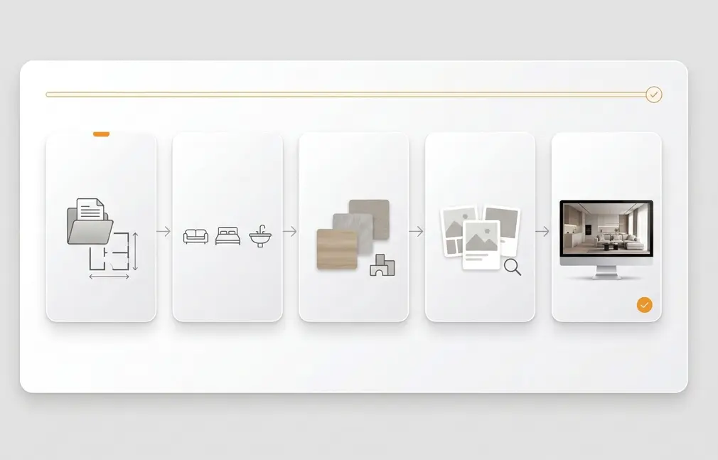 Prozess der Erstellung von 3D-Innenraumvisualisierungen