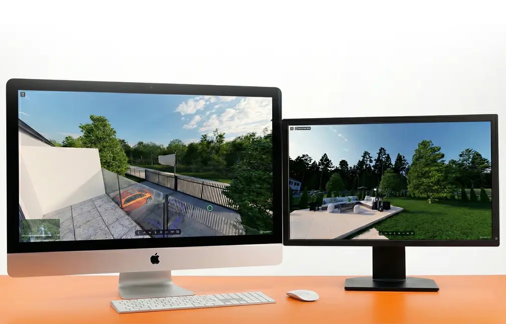 view of the balcony and garden in the RendTour RendPro virtual tour