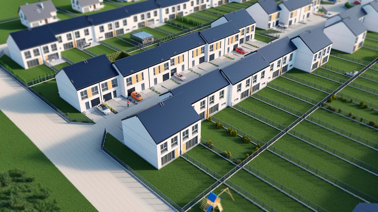 Osiedle Głosków pod Warszawą - Wizualizacje 3D z lotu ptaka każdego z 7 etapów osiedla - obraz 4