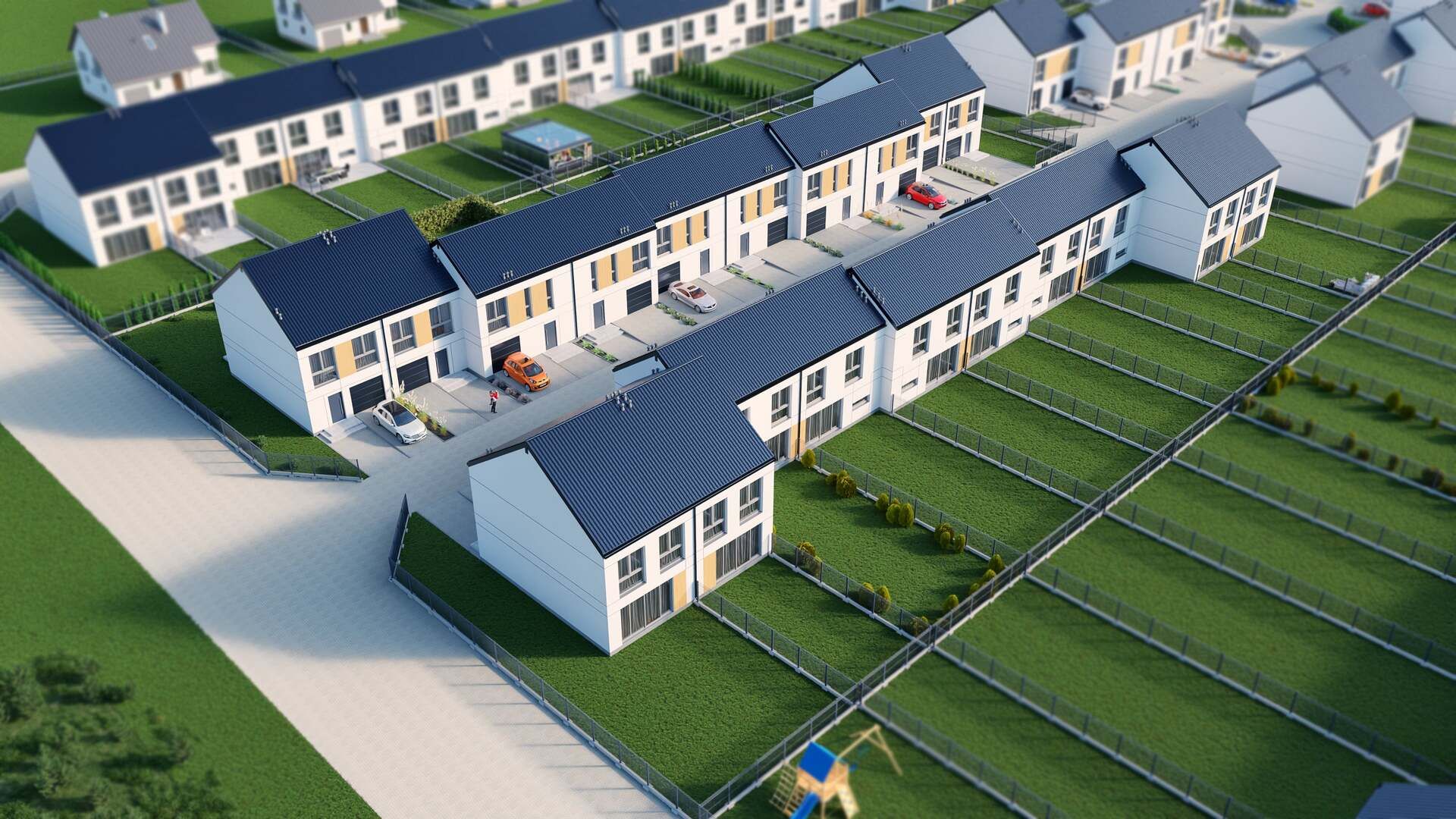 Wizualizacje 3D "z lotu ptaka" każdego z 7 etapów osiedla