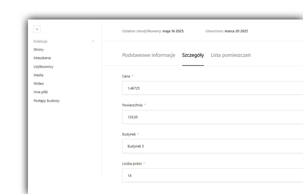 system cms na stronie firmowej dewelopera