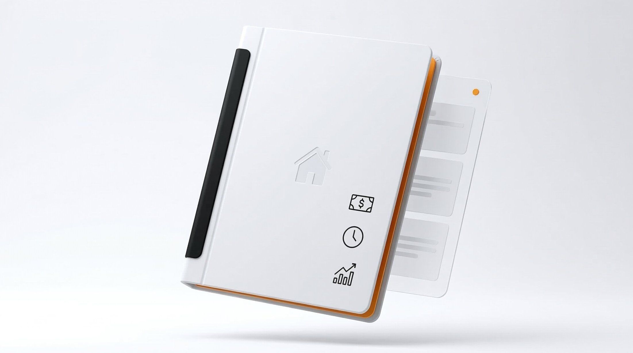 Laptop with rising bar chart, housing plans and keys on a desk – real-estate business plan