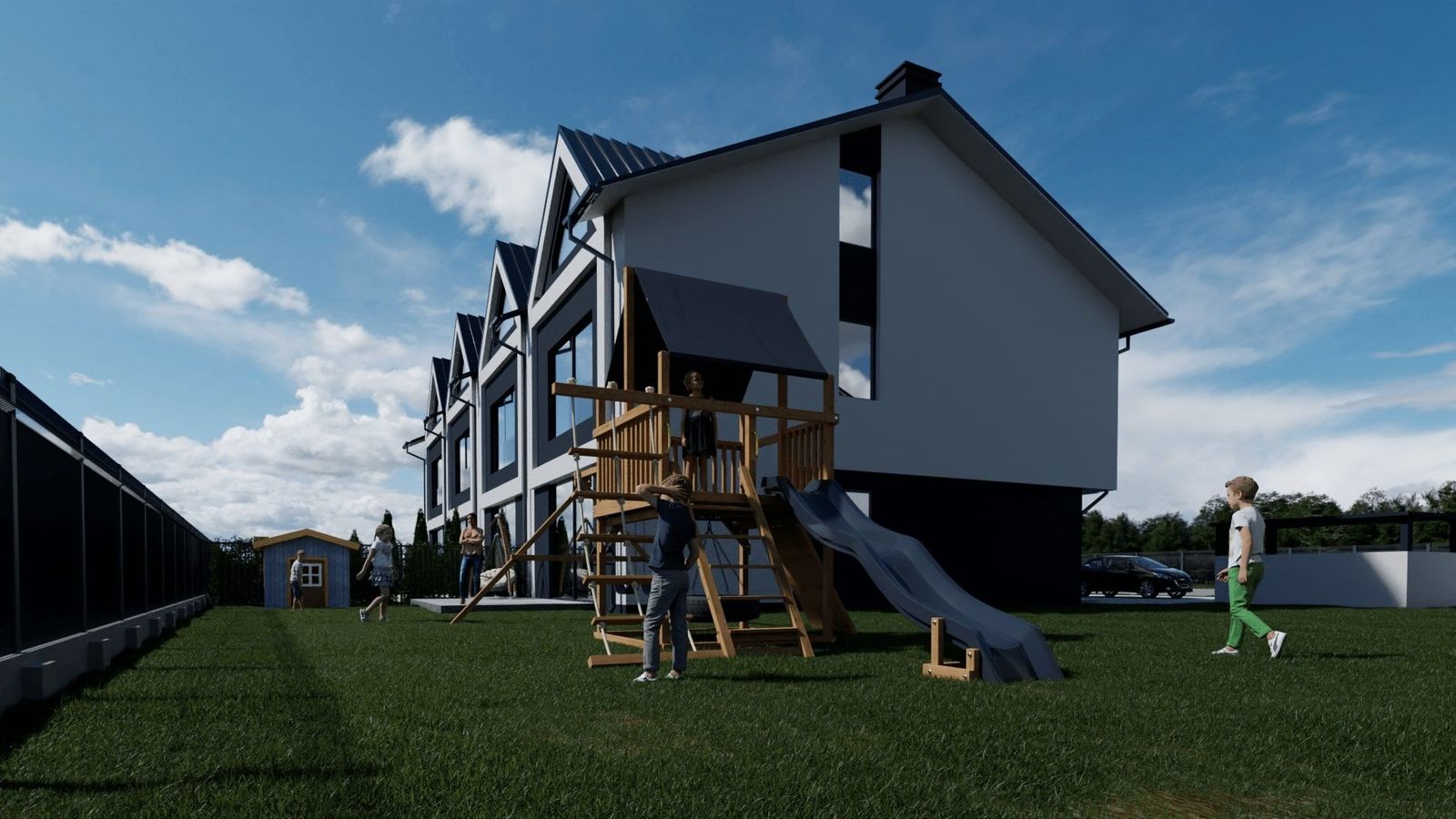 EkoWkra Strzegowo - Zjawiskowe Wizualizacje 3D Dla inwestycji Eko Wkra stworzyliśmy komplet 7 wizualizacji 3D, które przedstawiają osiedla - obraz 2