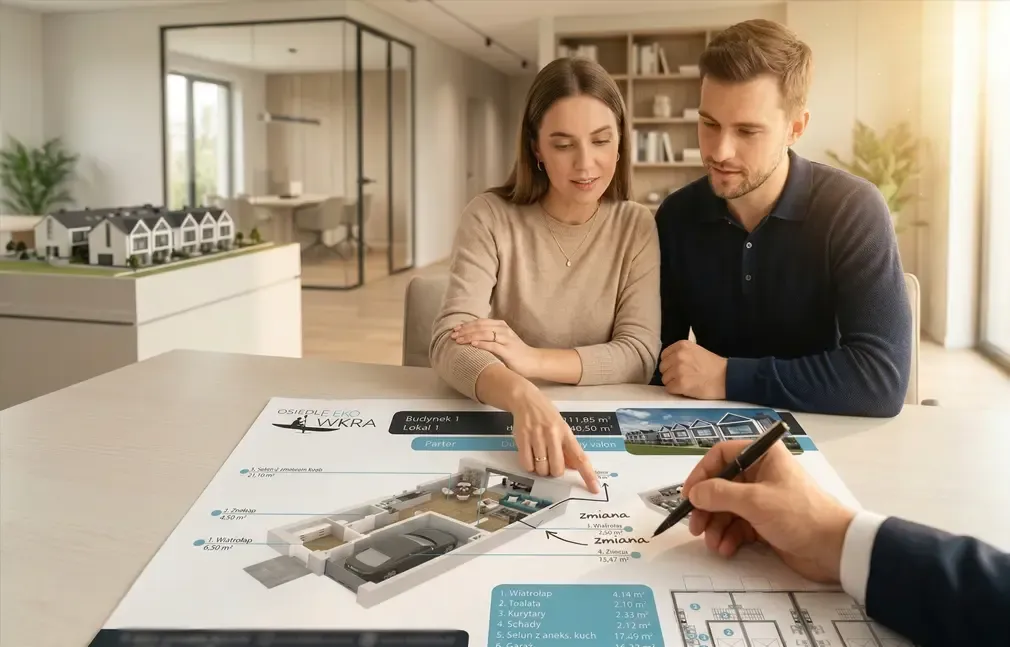 developer’s clients viewing an apartment card in a car