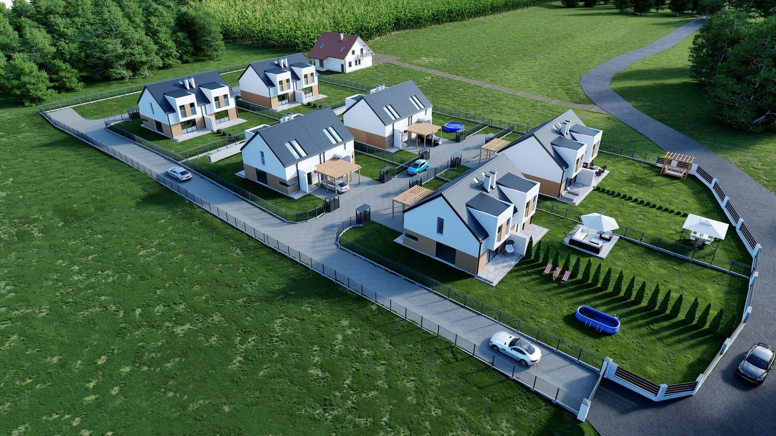Osiedle pod miastem - Kunów, Zgorzelec - Realismus der 3D-Visualisierung Bei diesem Projekt konzentrierten wir uns auf eine genaue Darstellung der Umgebung des A - Bild 2