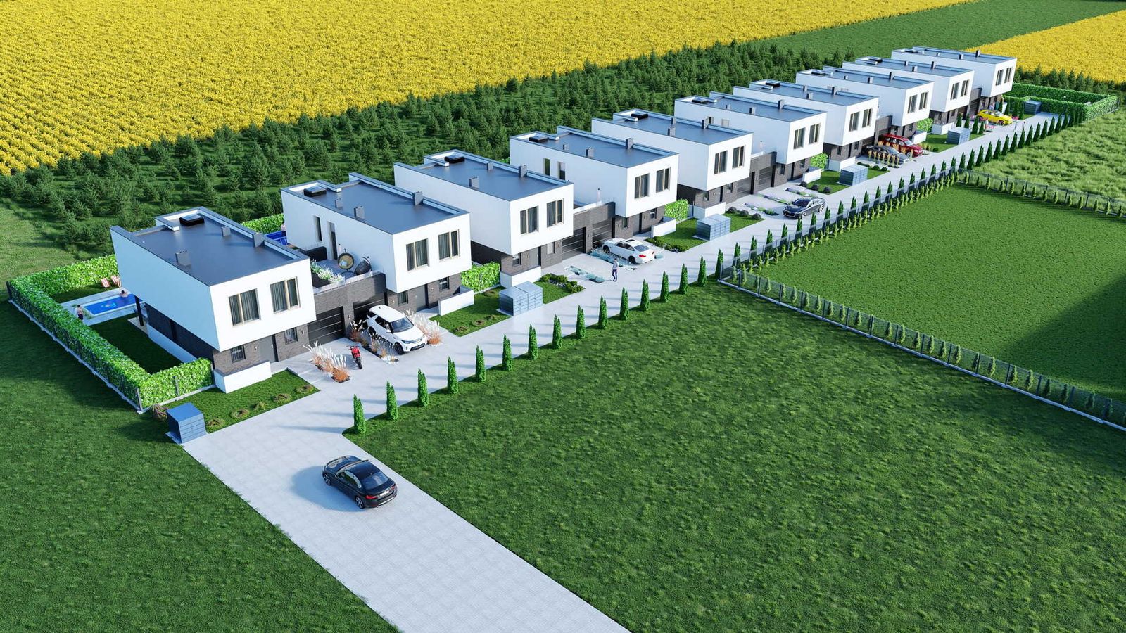 Osiedle Lesznowola pod Warszawą - FotoRealistyczne Wizualizacje 3D Osiedla - obraz 2