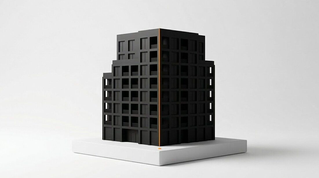 Mężczyzna w garniturze stoi tyłem do widza, patrząc przez duże okno na panoramę miasta z drapaczami chmur, w tym na Empire State Building.