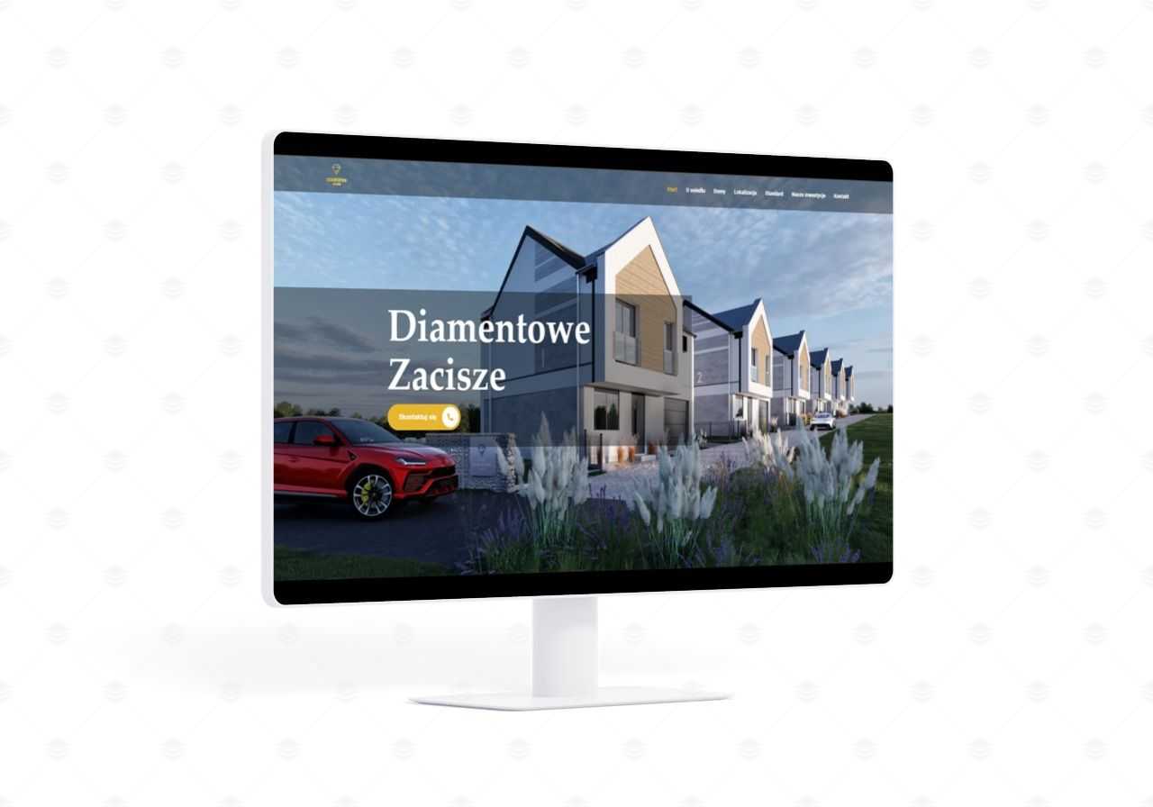 Strona dewelopera z Krakowa prezentująca inwestycję Diamentowe Zacisze na ekranie komputera