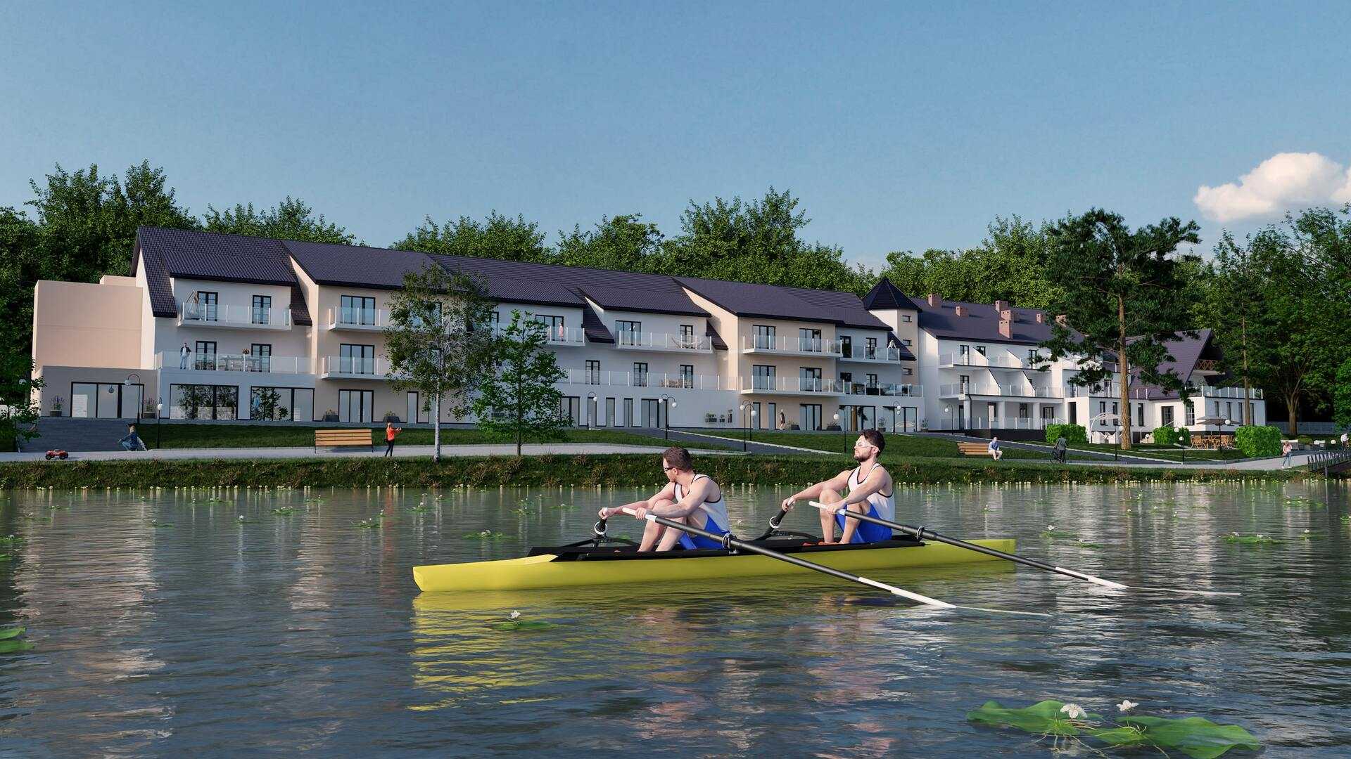 wizualizacja 3d hotelu nad jeziorem