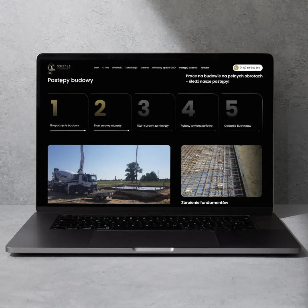 website für den Bauträger mit Darstellung des Baufortschritts