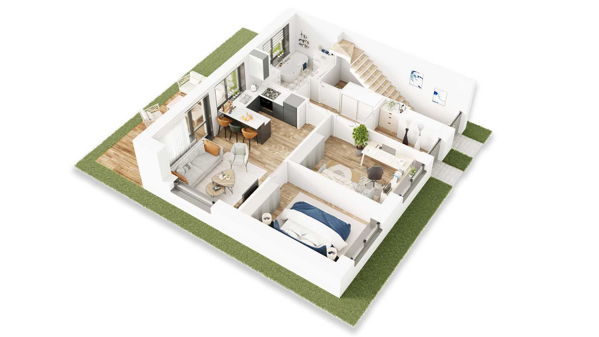 rzut 3d parteru budynku