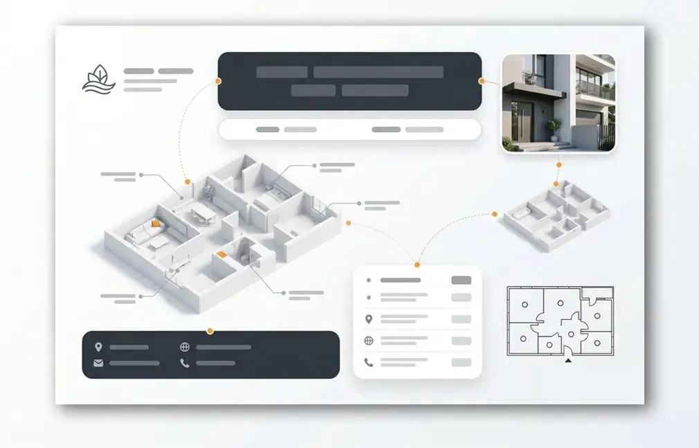 a property card that guides the viewer’s eye