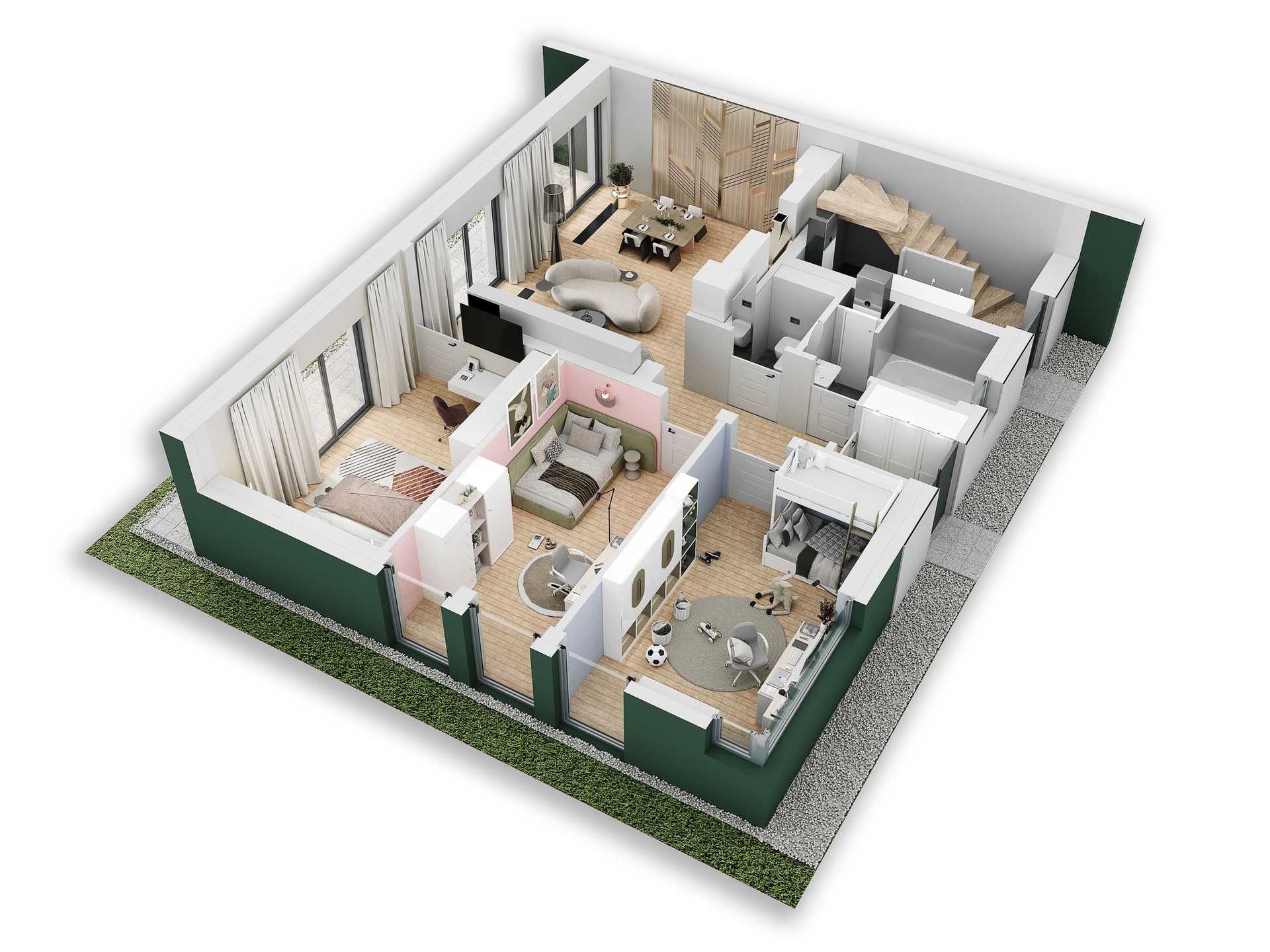 rzut mieszkania 3d parter