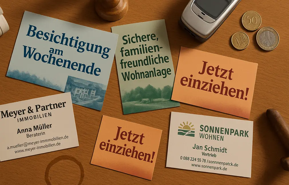Alte Immobilienmarketing-Visitenkarten