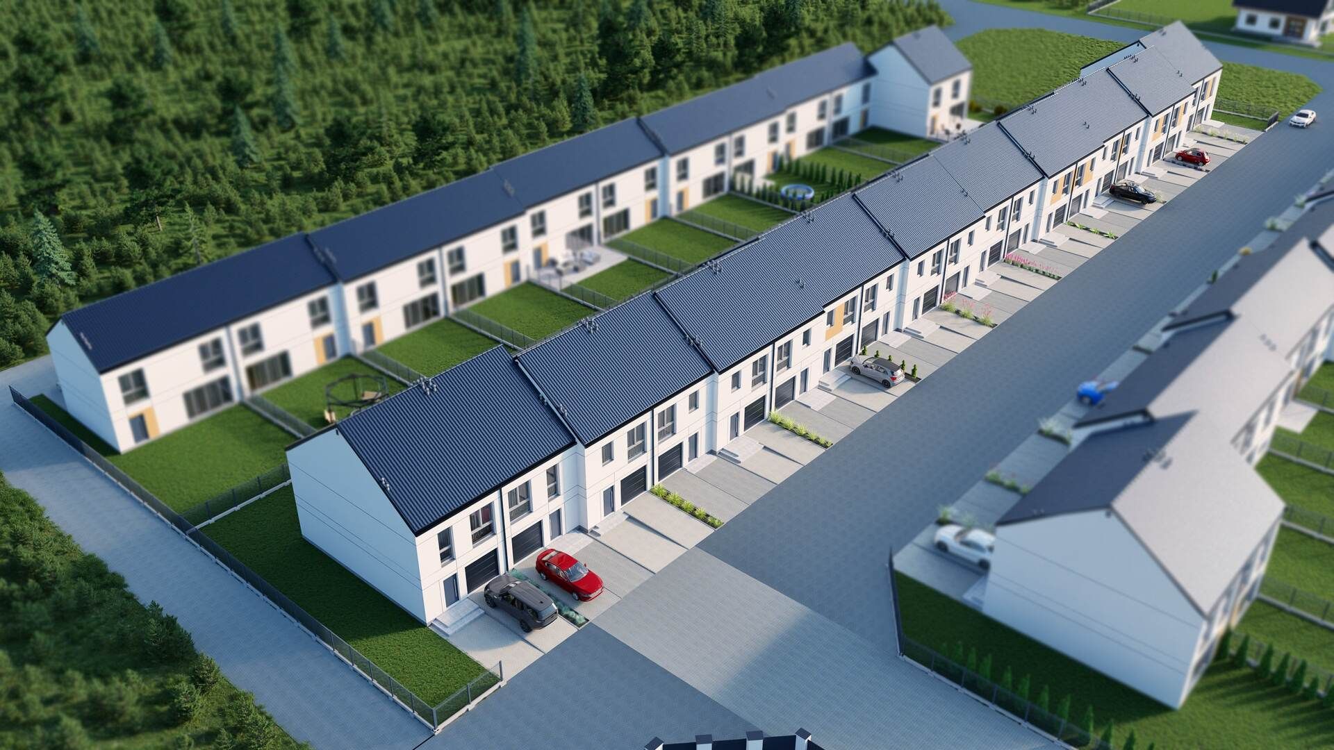 Wizualizacje 3D "z lotu ptaka" każdego z 7 etapów osiedla