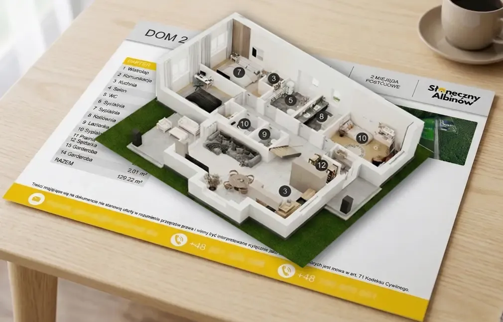3D floor plan on a unit and apartment card