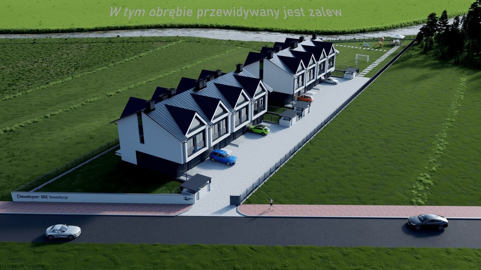 EkoWkra Strzegowo - Zjawiskowe Wizualizacje 3D Dla inwestycji Eko Wkra stworzyliśmy komplet 7 wizualizacji 3D, które przedstawiają osiedla - obraz 3