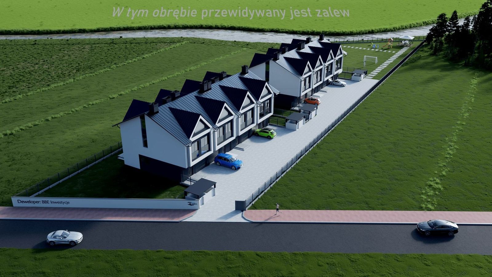 EkoWkra Strzegowo - Zjawiskowe Wizualizacje 3D Dla inwestycji Eko Wkra stworzyliśmy komplet 7 wizualizacji 3D, które przedstawiają osiedla - obraz 3